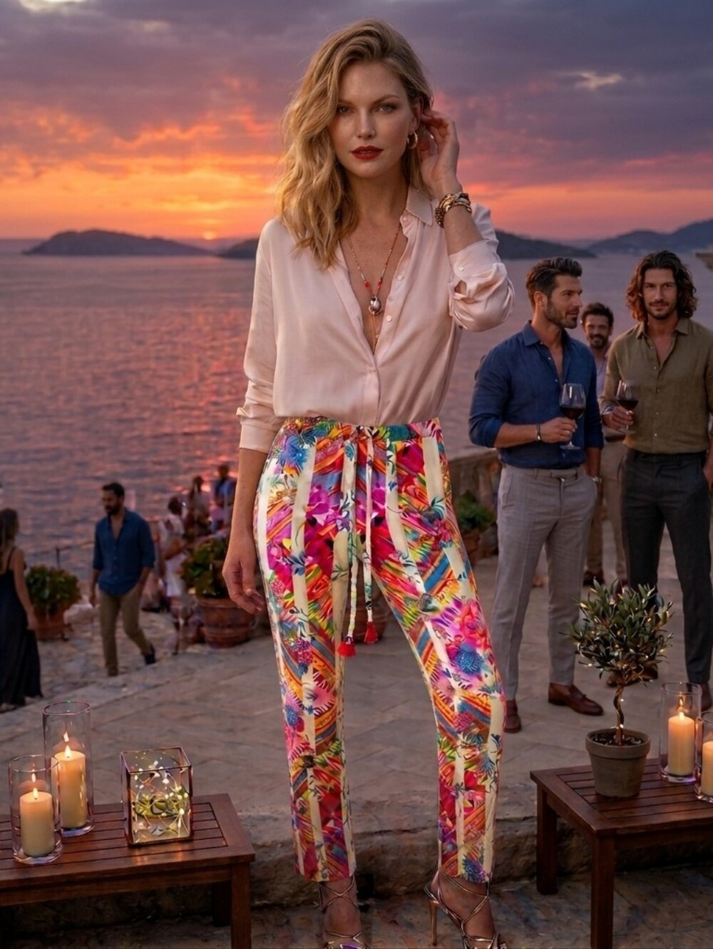 Johnny Was Multicolor Printed Cropped Wide-Leg Pants - Picture 11 of 11